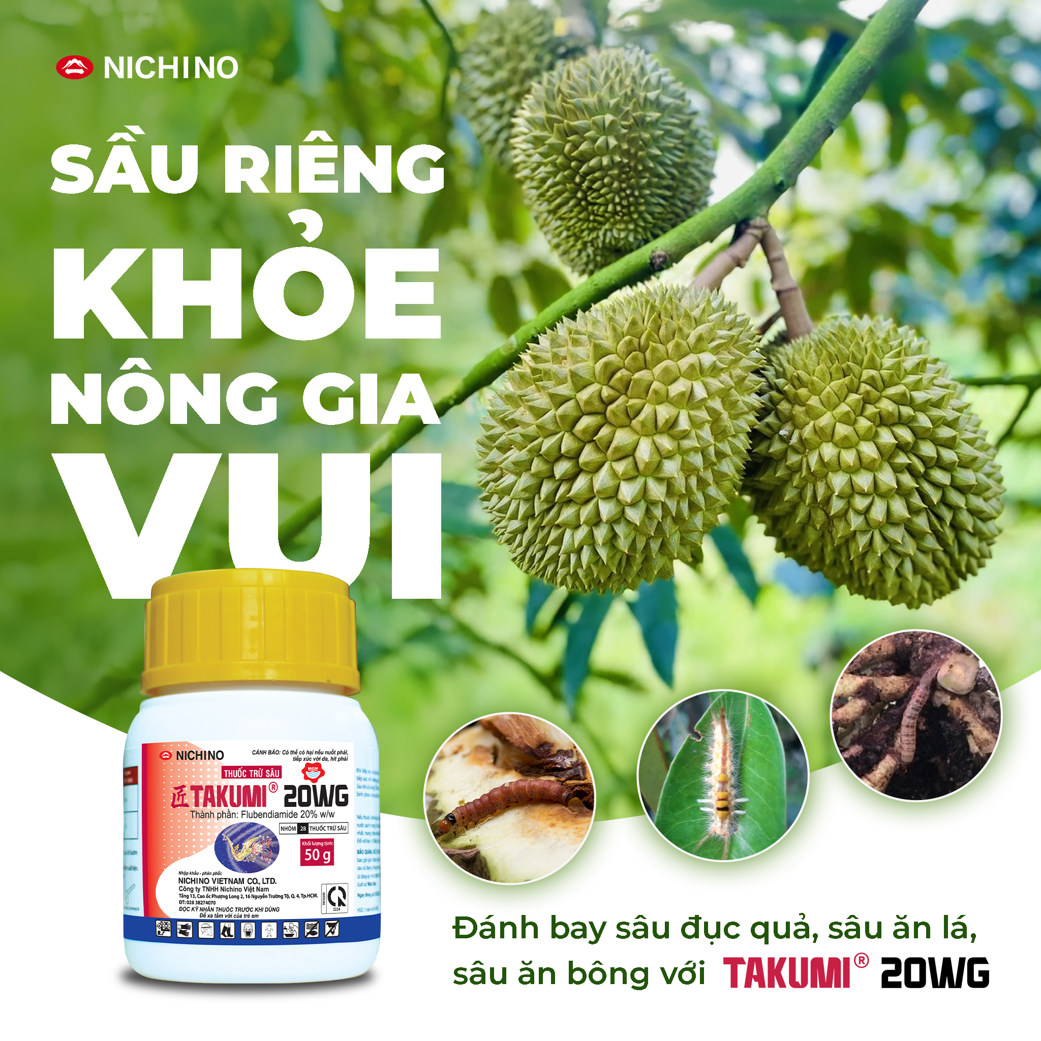 Takumi 20wg giải pháp đặc trị sâu đục trái sầu riêng
