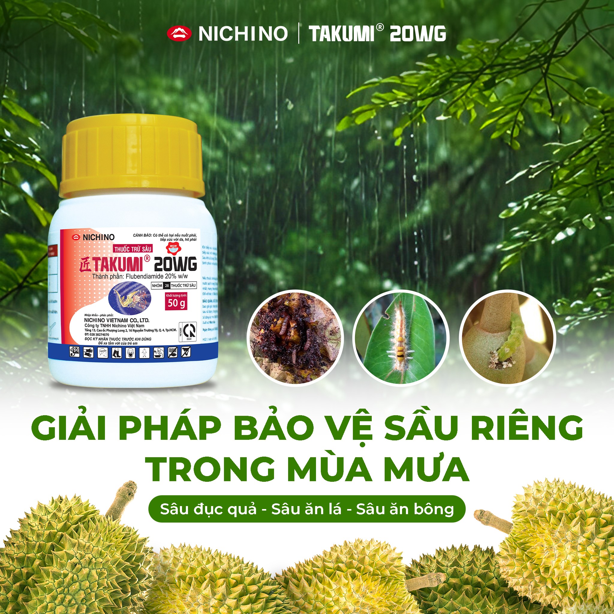 Giải pháp bảo vệ sâu đục trái sầu riêng mùa mưa cùng Takumi 20wg Giải pháp bảo vệ sâu đục trái sầu riêng mùa mưa cùng Takumi 20wg